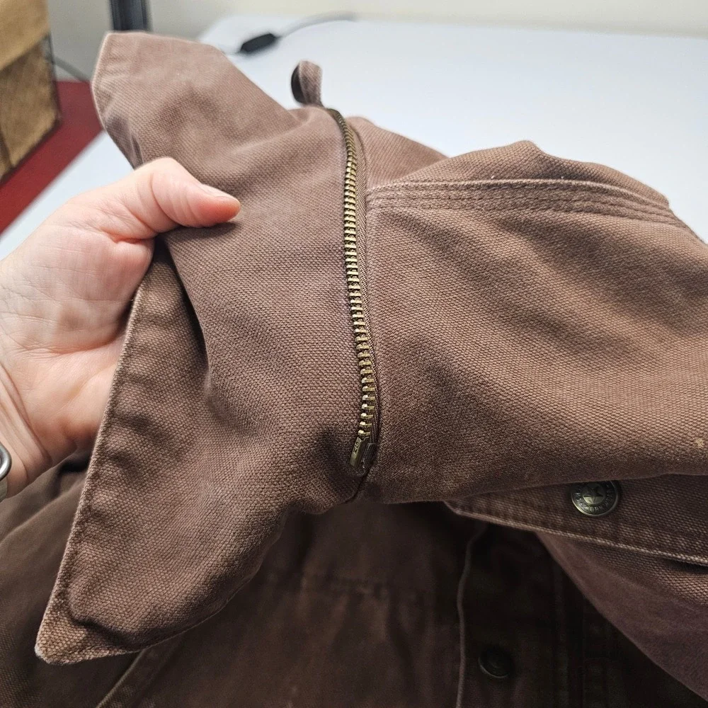 C.E. Schmidt Workwear Jacket Brown Duck Canvas L Fleece Lined Chore Ranch Barn